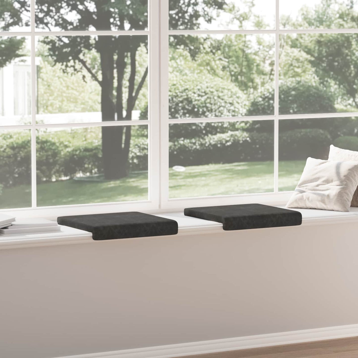 Bench Cushion 2 pcs Faux Leather Black Depth 35 cm