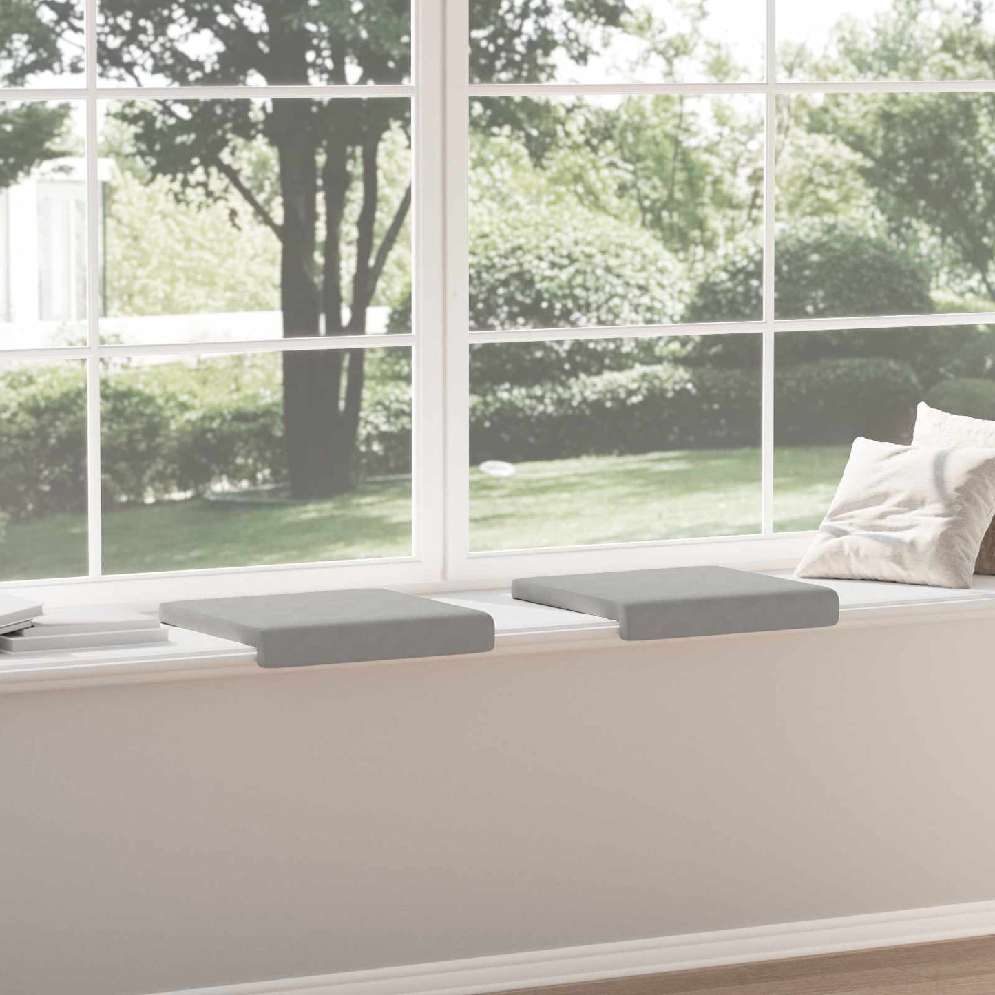 Bench Cushion 2 pcs Microfiber Light Grey Depth 35 cm