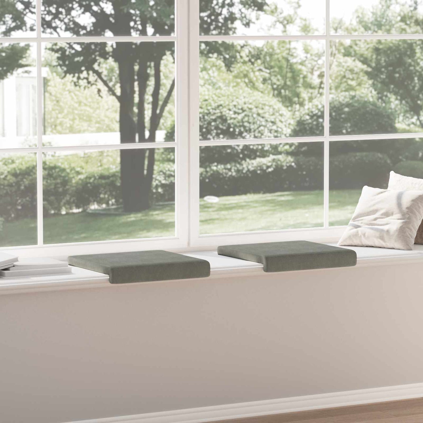 Bench Cushion 2 pcs Corduroy Light Grey Depth 35 cm