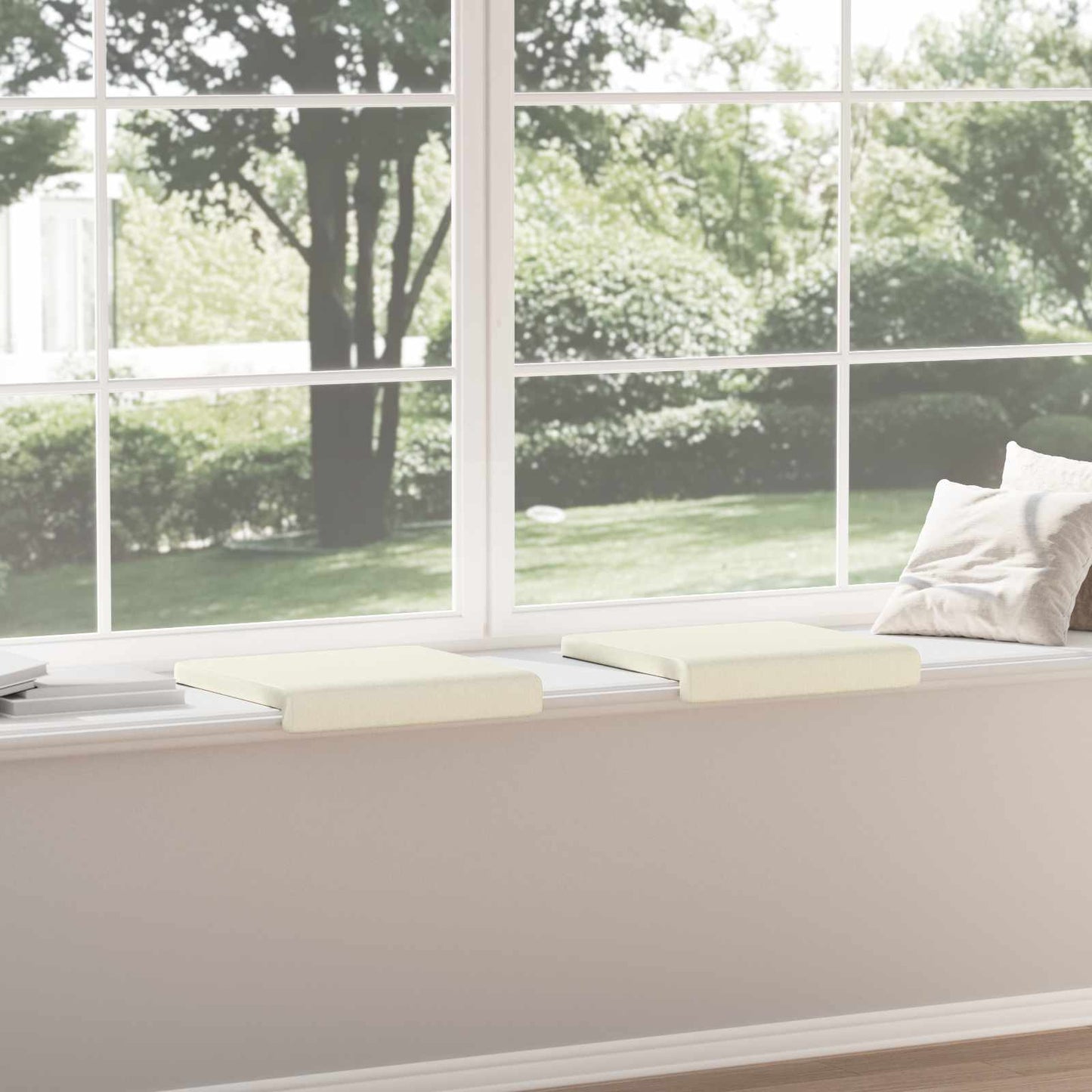 Bench Cushion 2 pcs Corduroy Cream Depth 35 cm