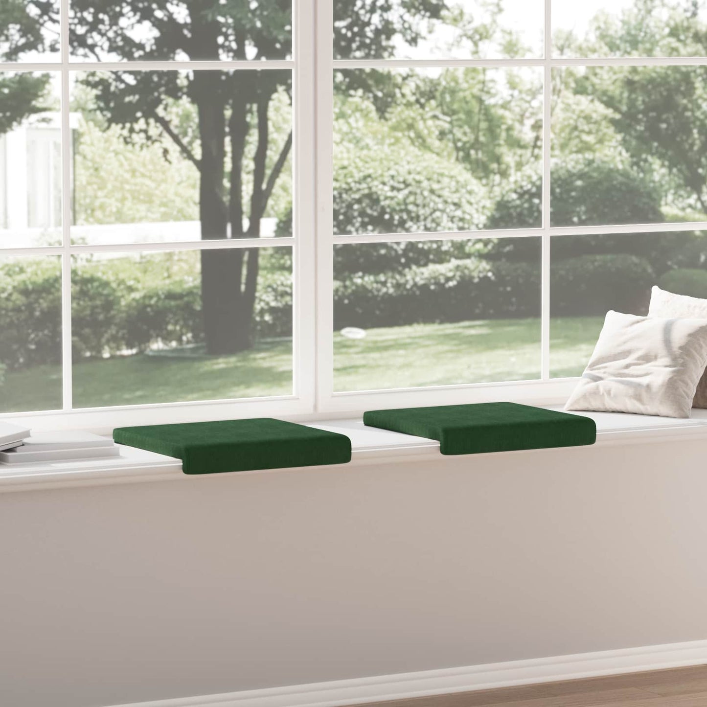 Bench Cushion 2 pcs Corduroy Dark Green Depth 35 cm