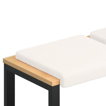 Bench Cushion 2 pcs Sherpa Fabric Cream Depth 35 cm