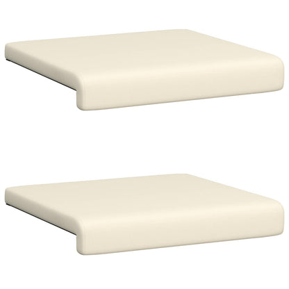 Bench Cushion 2 pcs Textured Velvet Cream Depth 35 cm