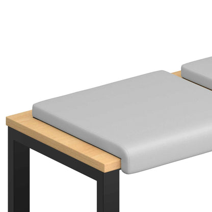 Bench Cushion 2 pcs Textured Velvet Light Grey Depth 35 cm