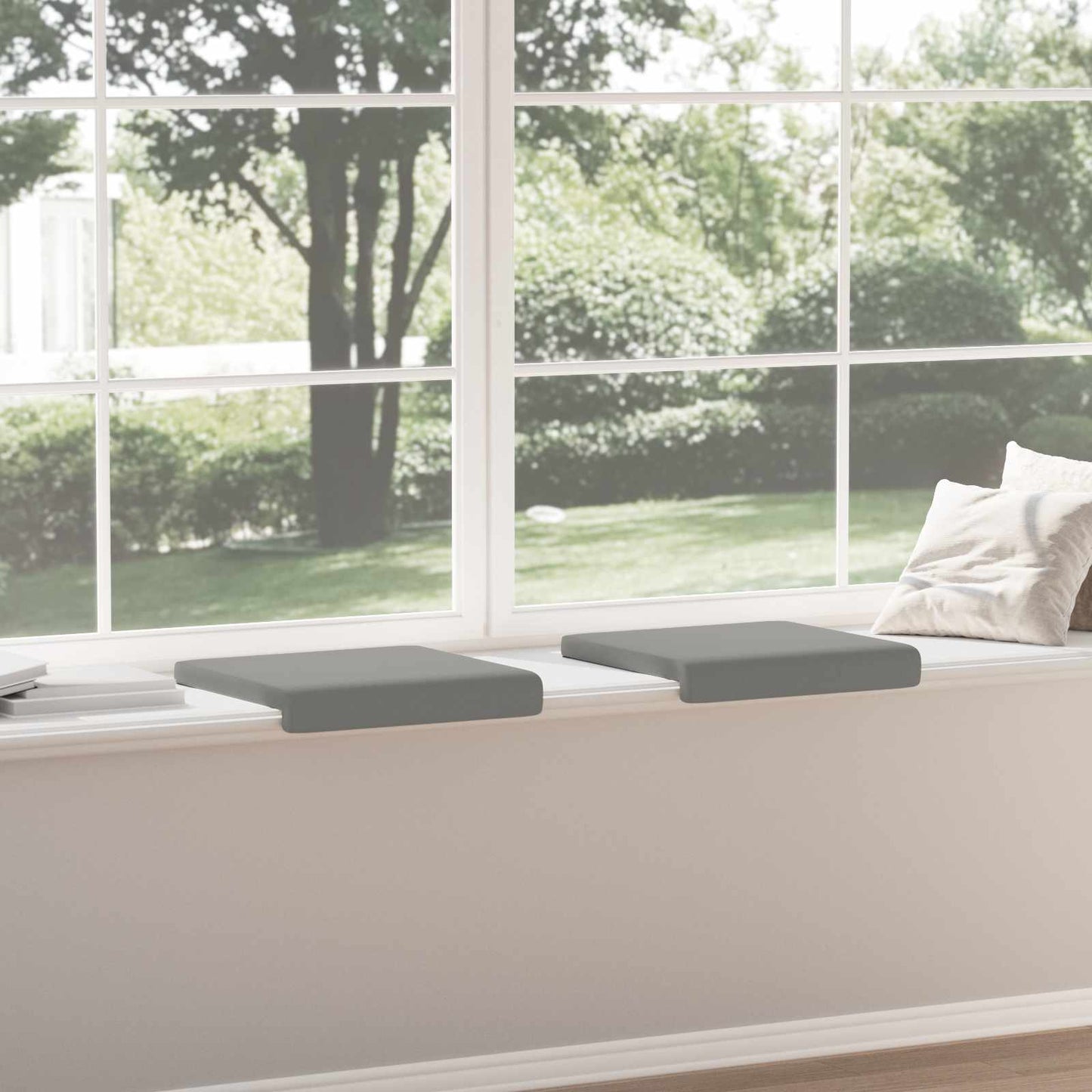 Bench Cushion 2 pcs Textured Velvet Dark Grey Depth 35 cm