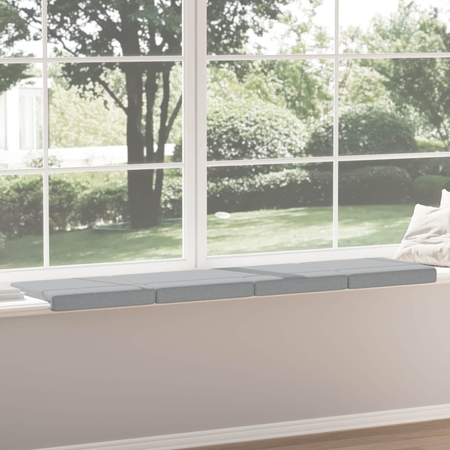 Bench Cushion 4 pcs Fabric Light Grey Depth 35 cm