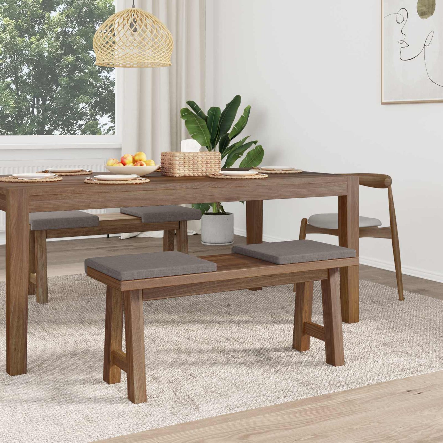 Bench Cushion 4 pcs Fabric Taupe Depth 35 cm