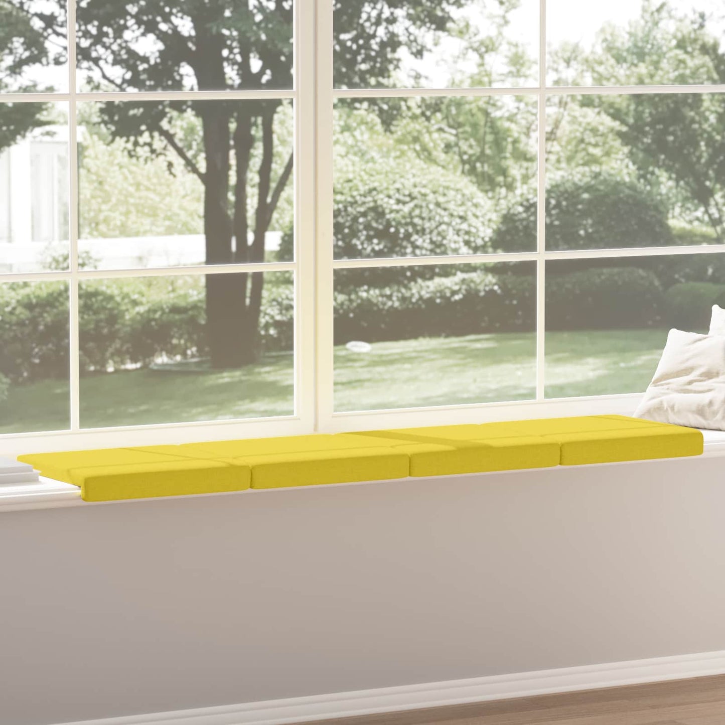 Bench Cushion 4 pcs Fabric Light Yellow Depth 35 cm