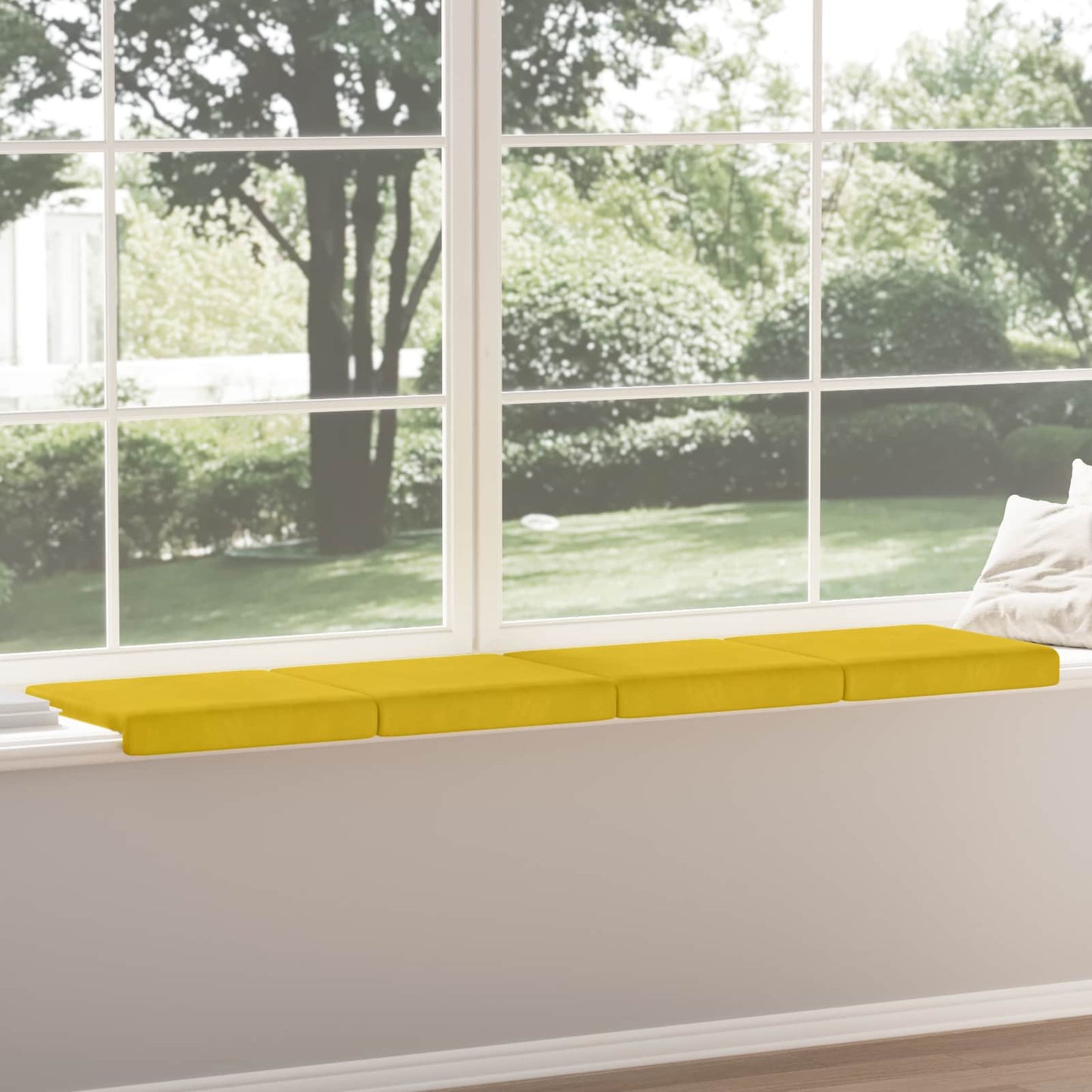 Bench Cushion 4 pcs Velvet Yellow Depth 35 cm