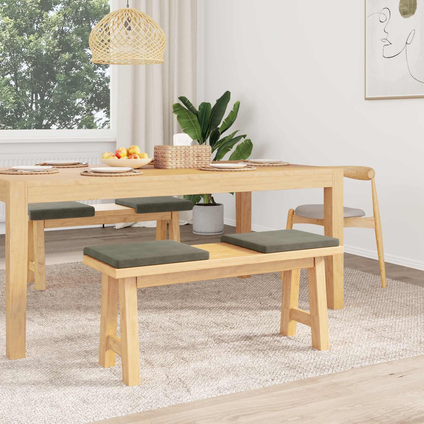 Bench Cushion 4 pcs Corduroy Light Grey Depth 35 cm