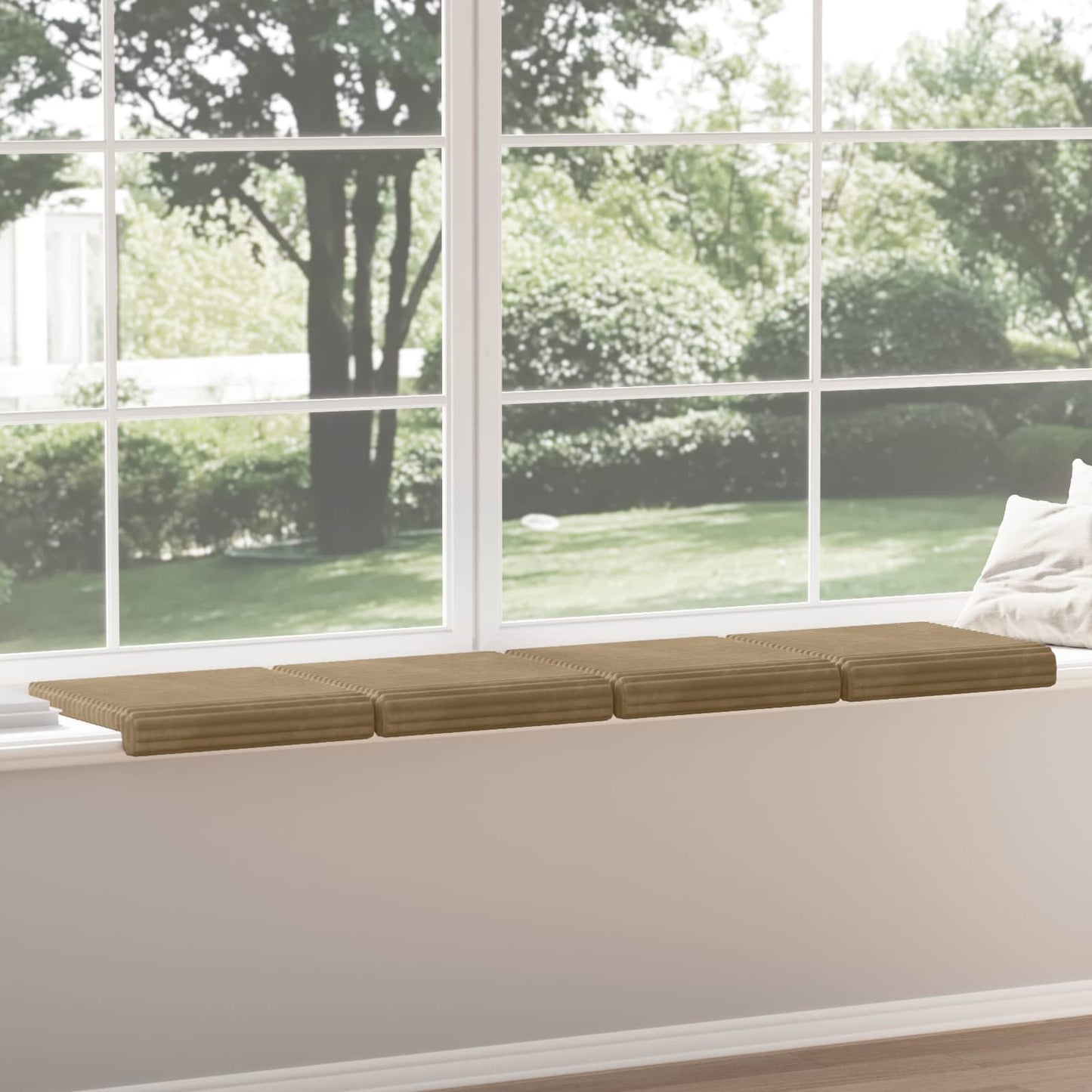 Bench Cushion 4 pcs Plush Corduroy Taupe Depth 35 cm