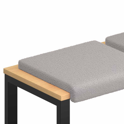 Bench Cushion 4 pcs Sherpa Fabric Light Grey Depth 35 cm
