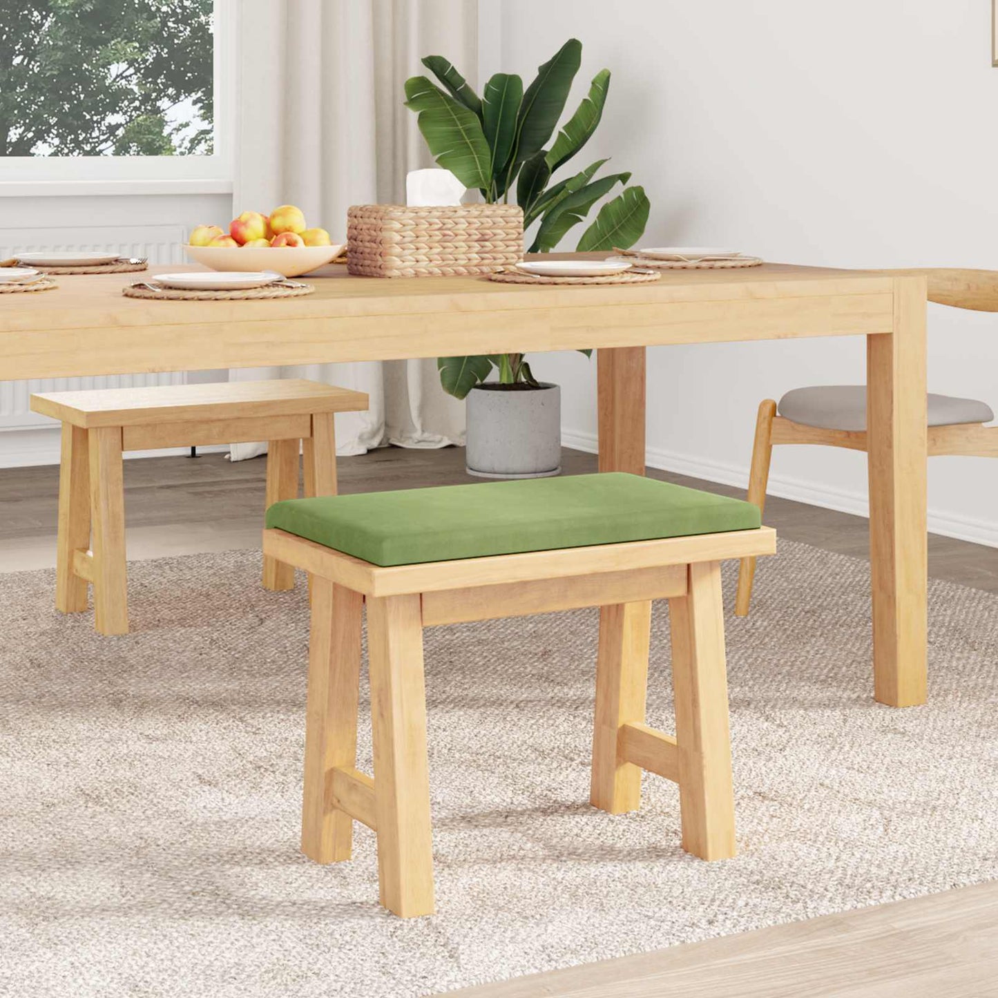 Bench Cushion Velvet Light Green Depth 35 cm