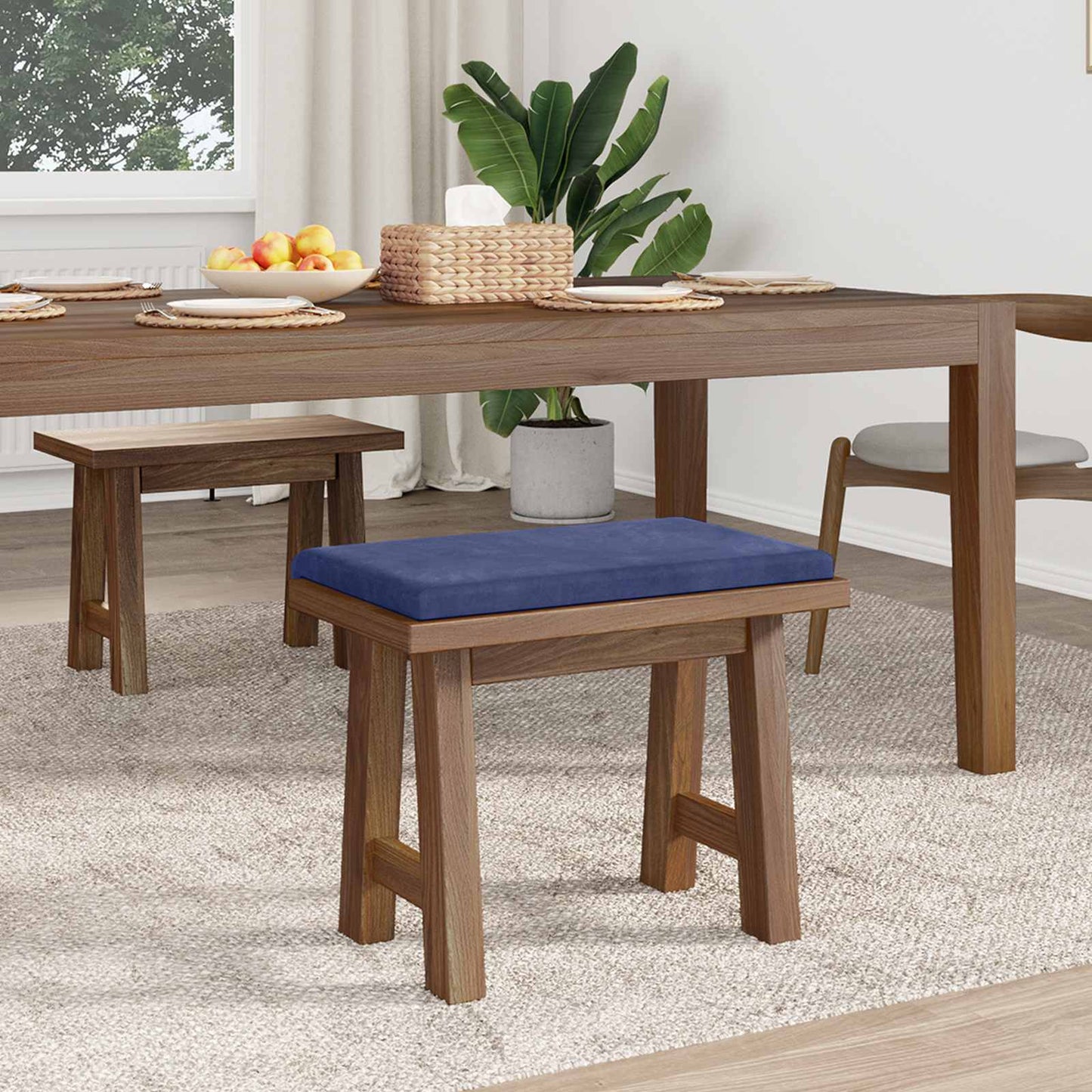 Bench Cushion Velvet Police Blue Depth 35 cm