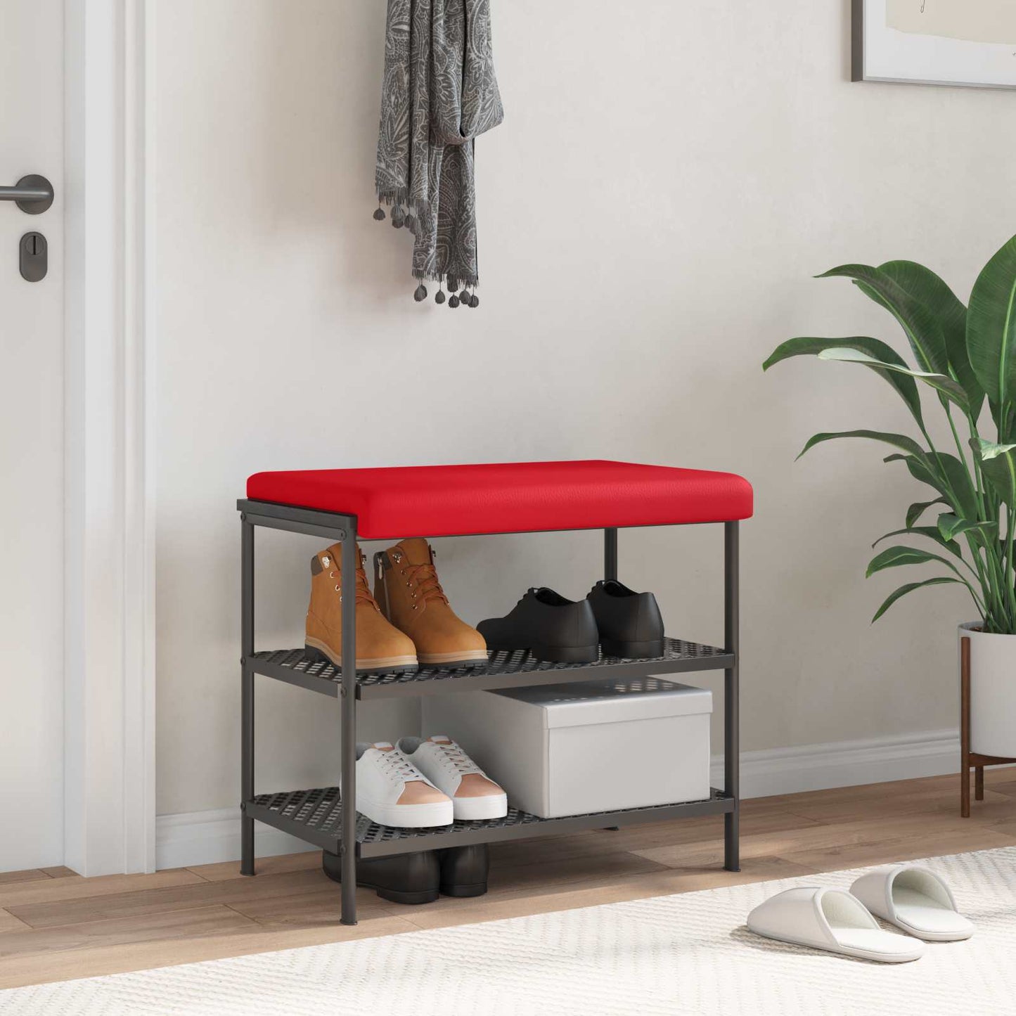 Bench Cushion Faux Leather Red Depth 35 cm