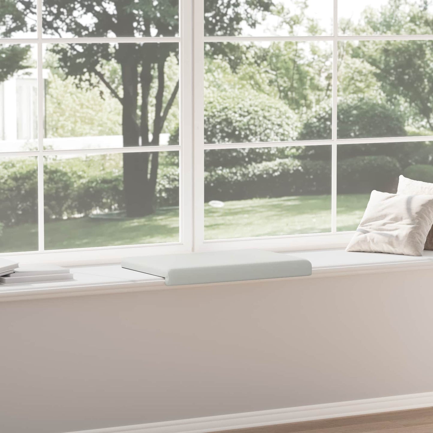 Bench Cushion Faux Leather White Depth 35 cm