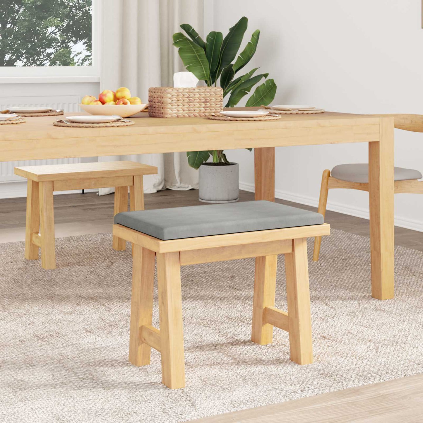 Bench Cushion Microfiber Light Grey Depth 35 cm