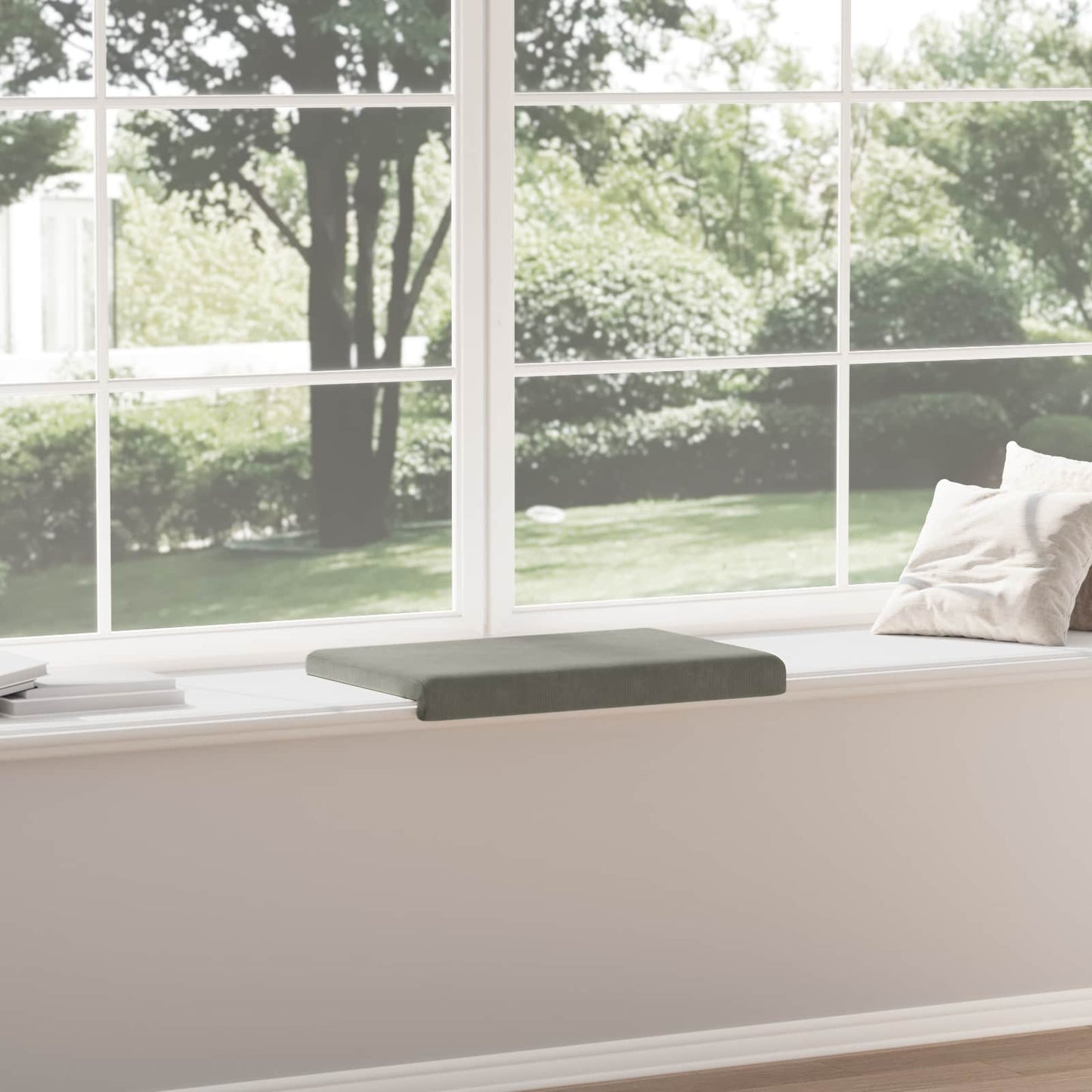 Bench Cushion Corduroy Light Grey Depth 35 cm