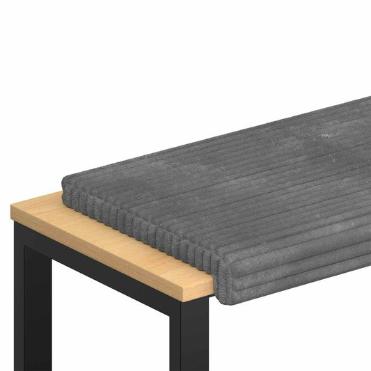 Bench Cushion Plush Corduroy Light Grey Depth 35 cm