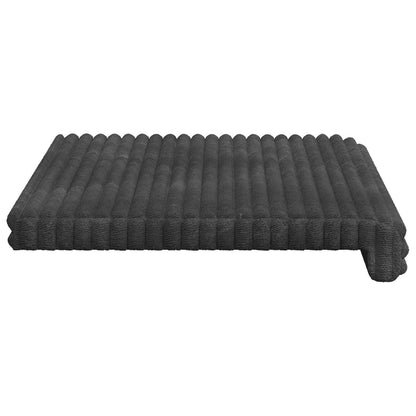 Bench Cushion Plush Corduroy Dark Grey Depth 35 cm