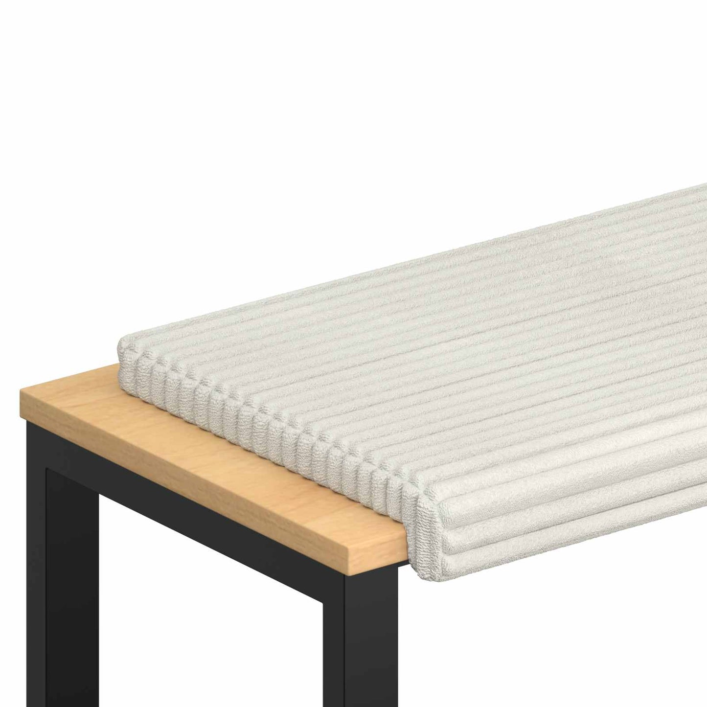 Bench Cushion Plush Corduroy Cream Depth 35 cm