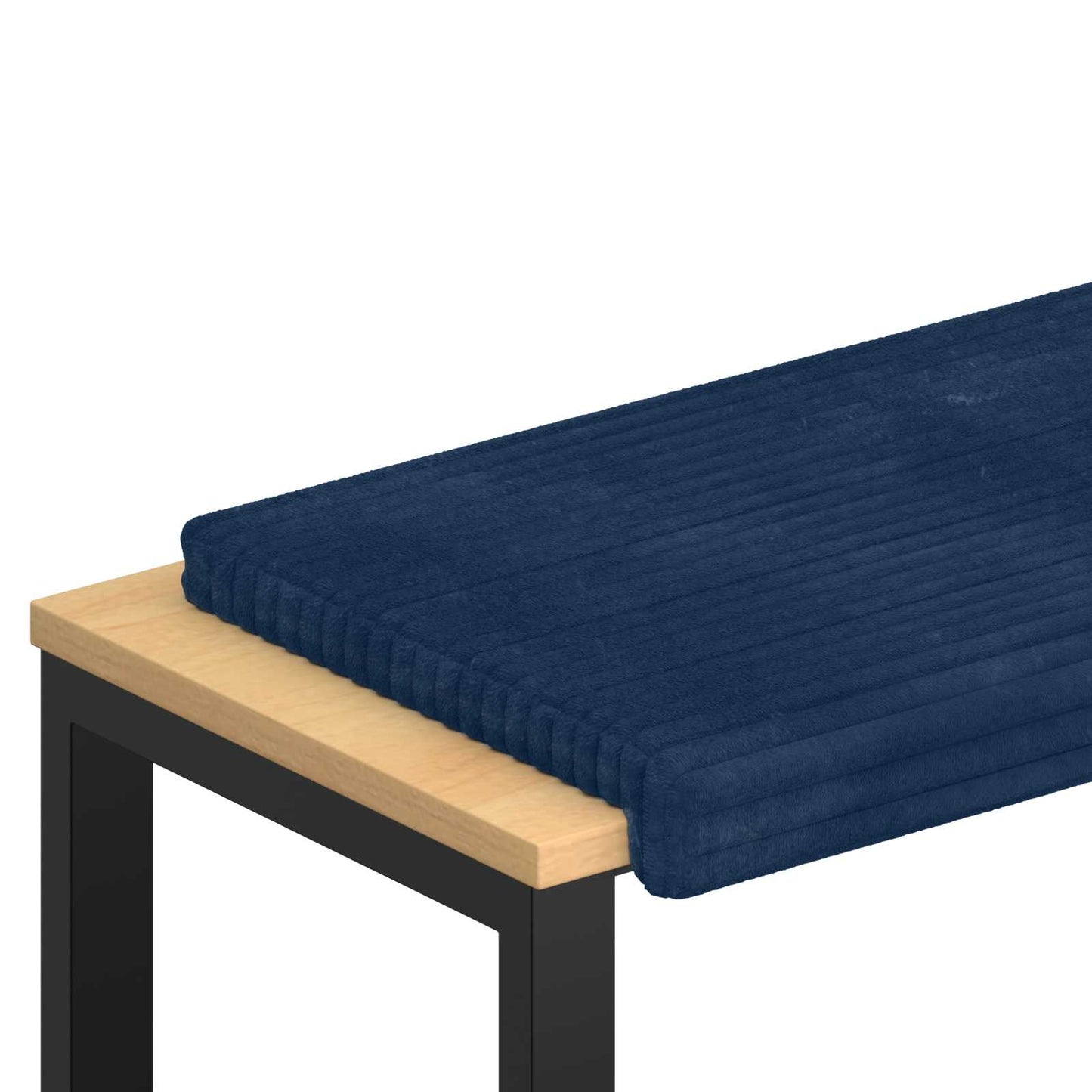 Bench Cushion Plush Corduroy Navy Blue Depth 35 cm