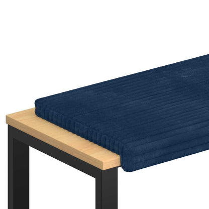 Bench Cushion Plush Corduroy Navy Blue Depth 35 cm