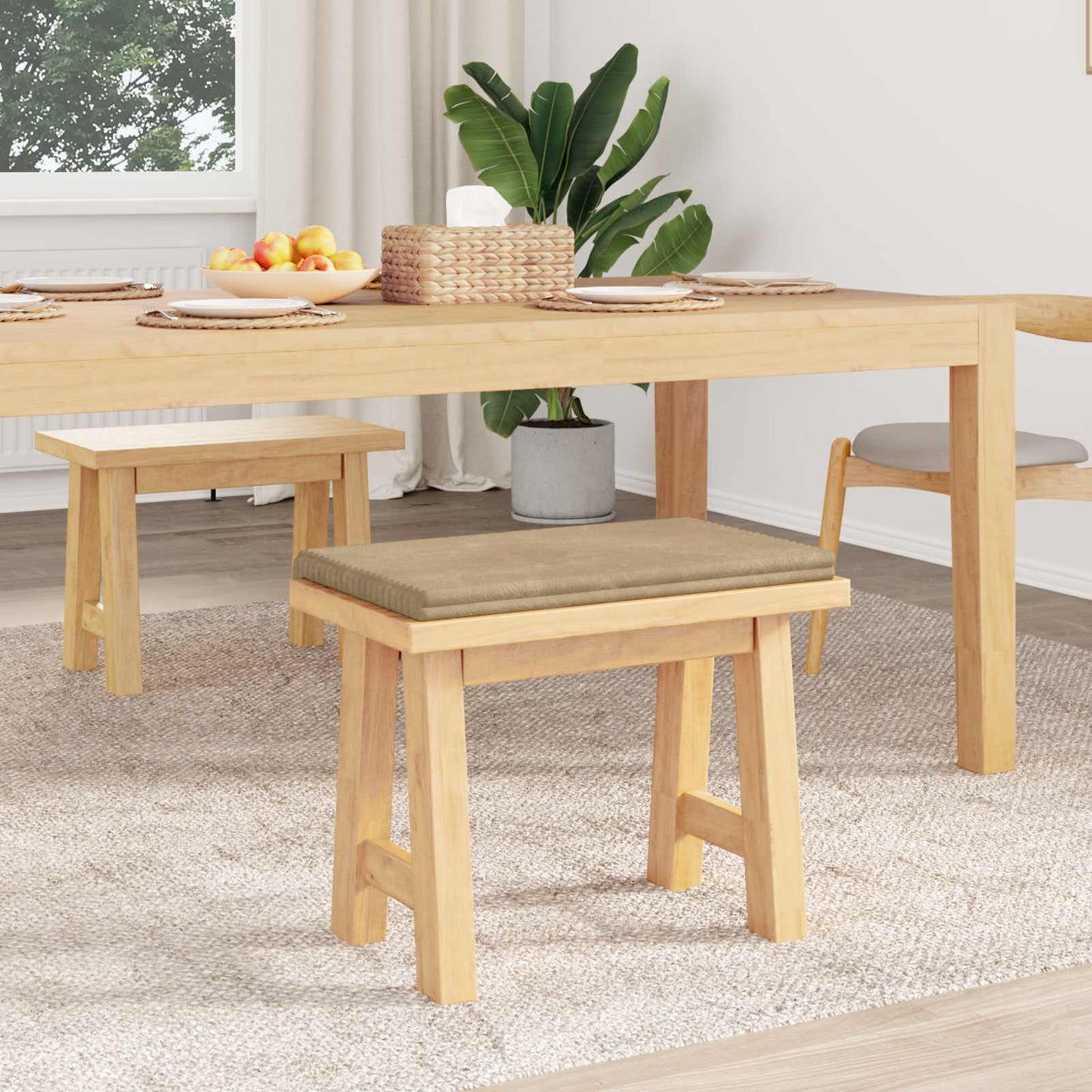 Bench Cushion Plush Corduroy Taupe Depth 35 cm