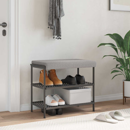 Bench Cushion Sherpa Fabric Light Grey Depth 35 cm
