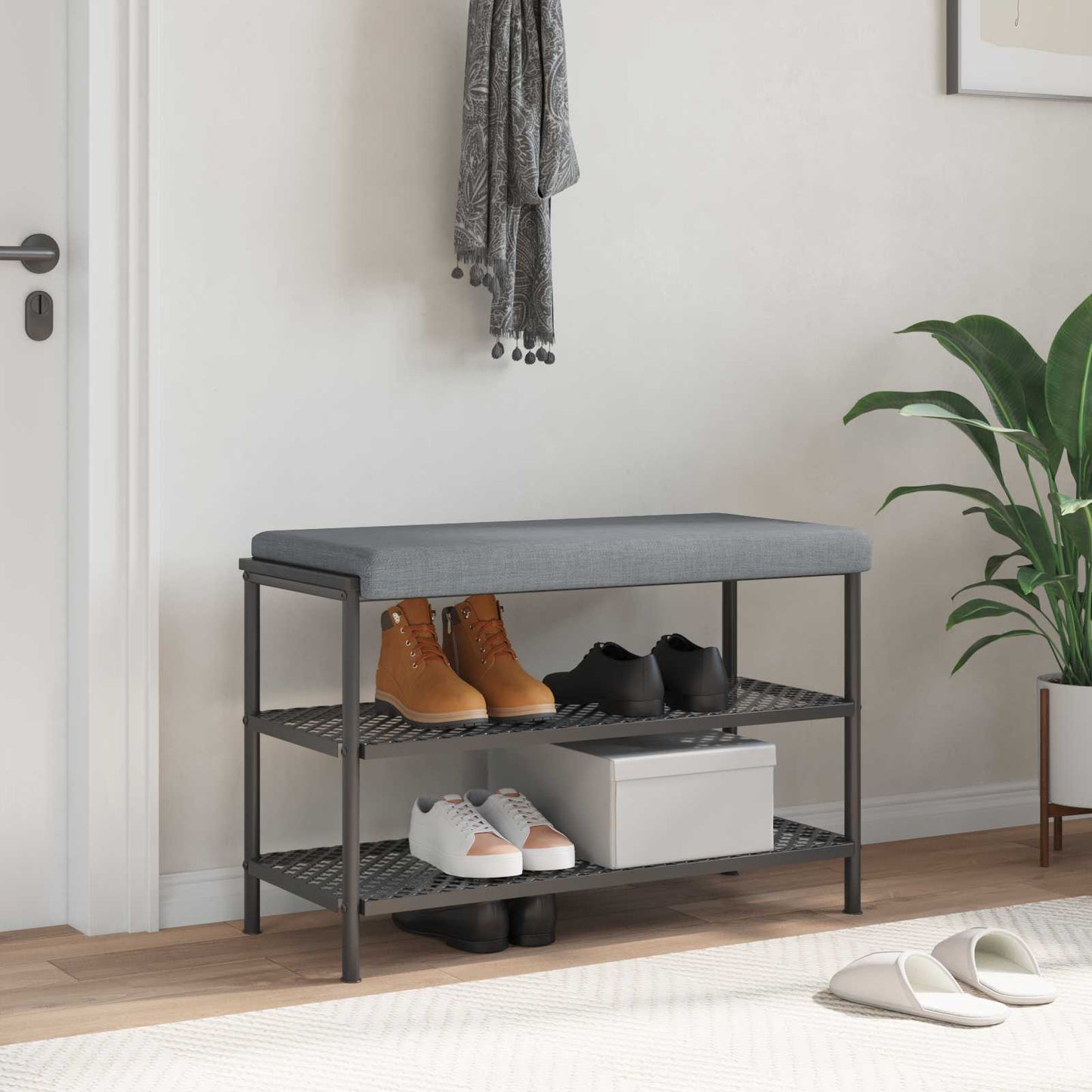 Bench Cushion Fabric Light Grey Depth 35 cm