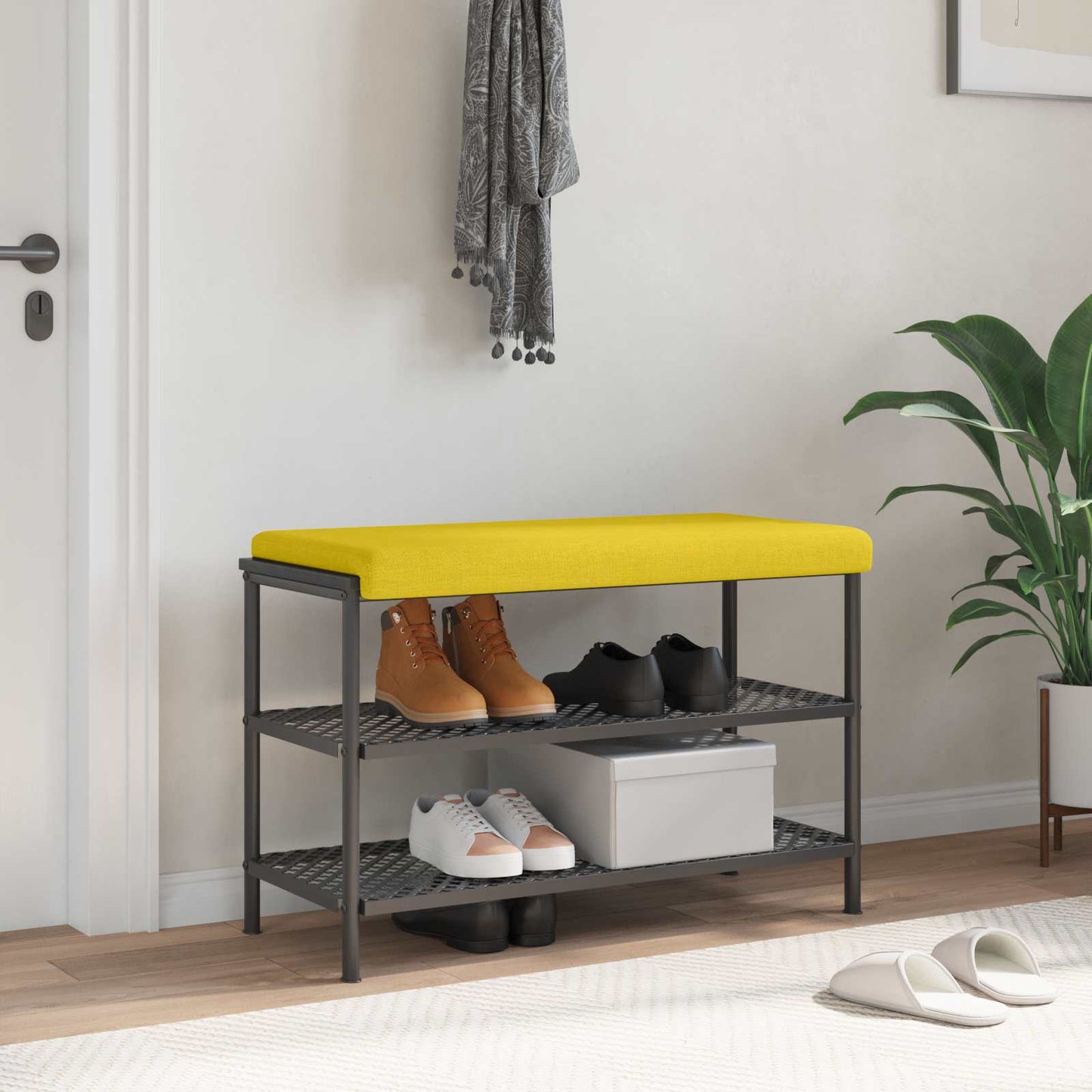 Bench Cushion Fabric Light Yellow Depth 35 cm