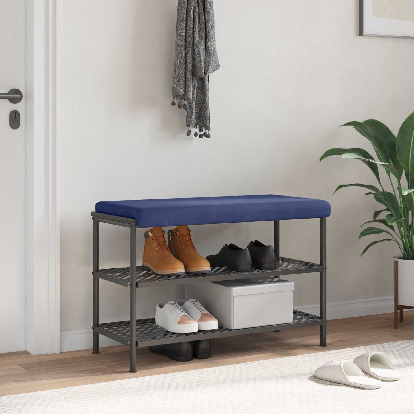 Bench Cushion Velvet Police Blue Depth 35 cm