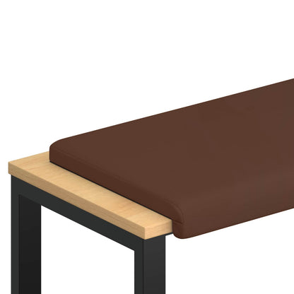 Bench Cushion Faux Leather Brown Depth 35 cm