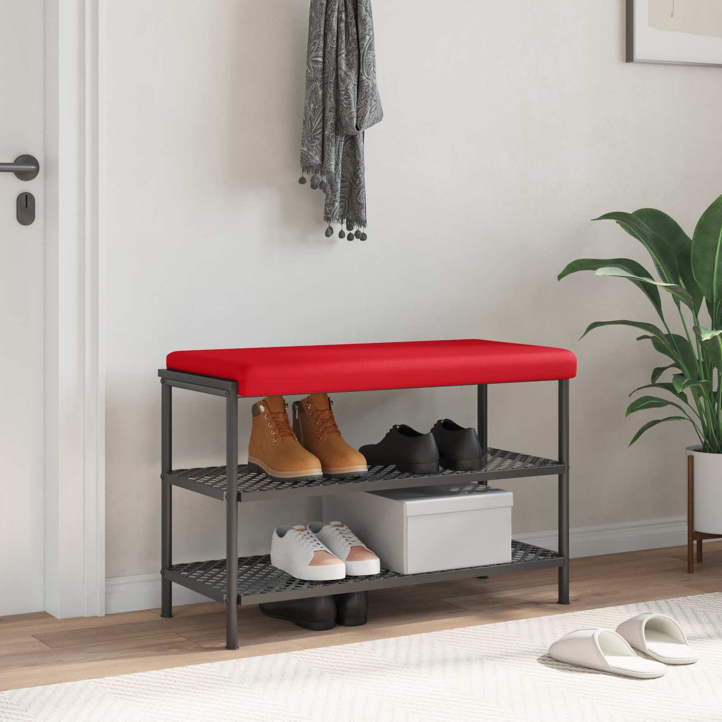 Bench Cushion Faux Leather Red Depth 35 cm