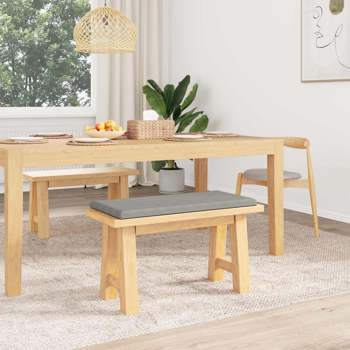 Bench Cushion Microfiber Light Grey Depth 35 cm