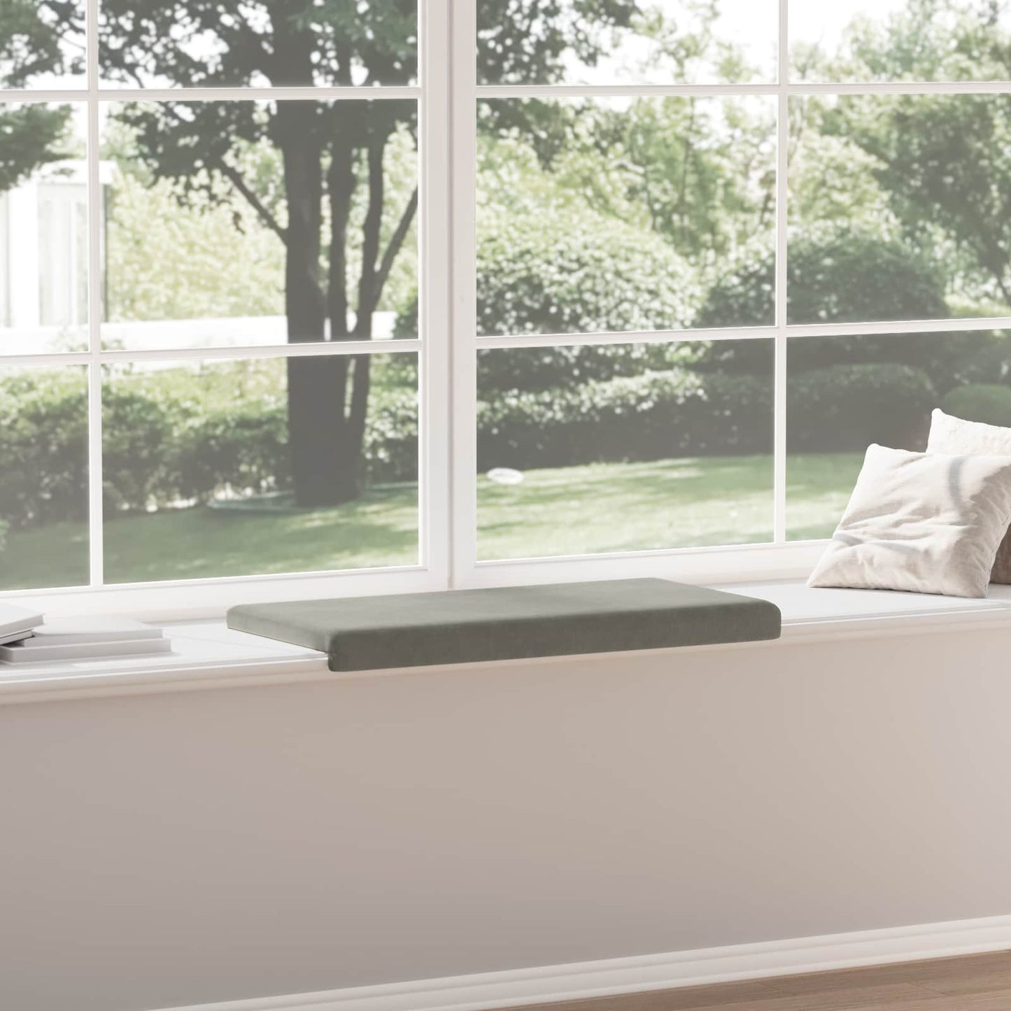 Bench Cushion Corduroy Light Grey Depth 35 cm