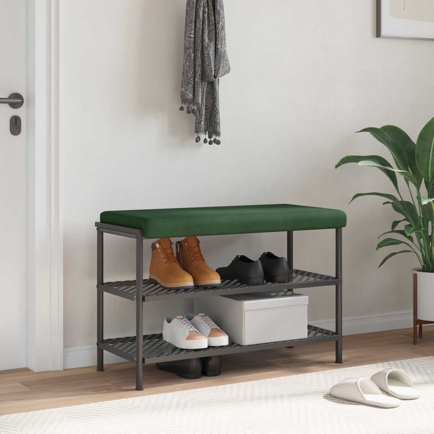 Bench Cushion Corduroy Dark Green Depth 35 cm