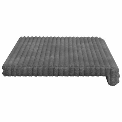 Bench Cushion Plush Corduroy Light Grey Depth 35 cm
