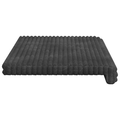 Bench Cushion Plush Corduroy Dark Grey Depth 35 cm