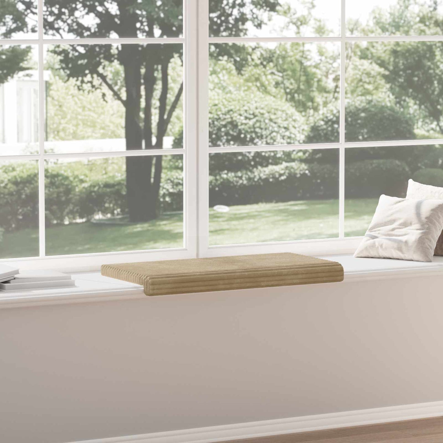 Bench Cushion Plush Corduroy Taupe Depth 35 cm