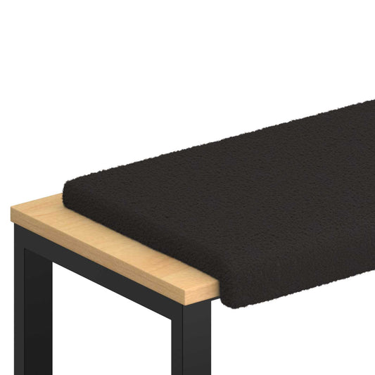 Bench Cushion Sherpa Fabric Black Depth 35 cm