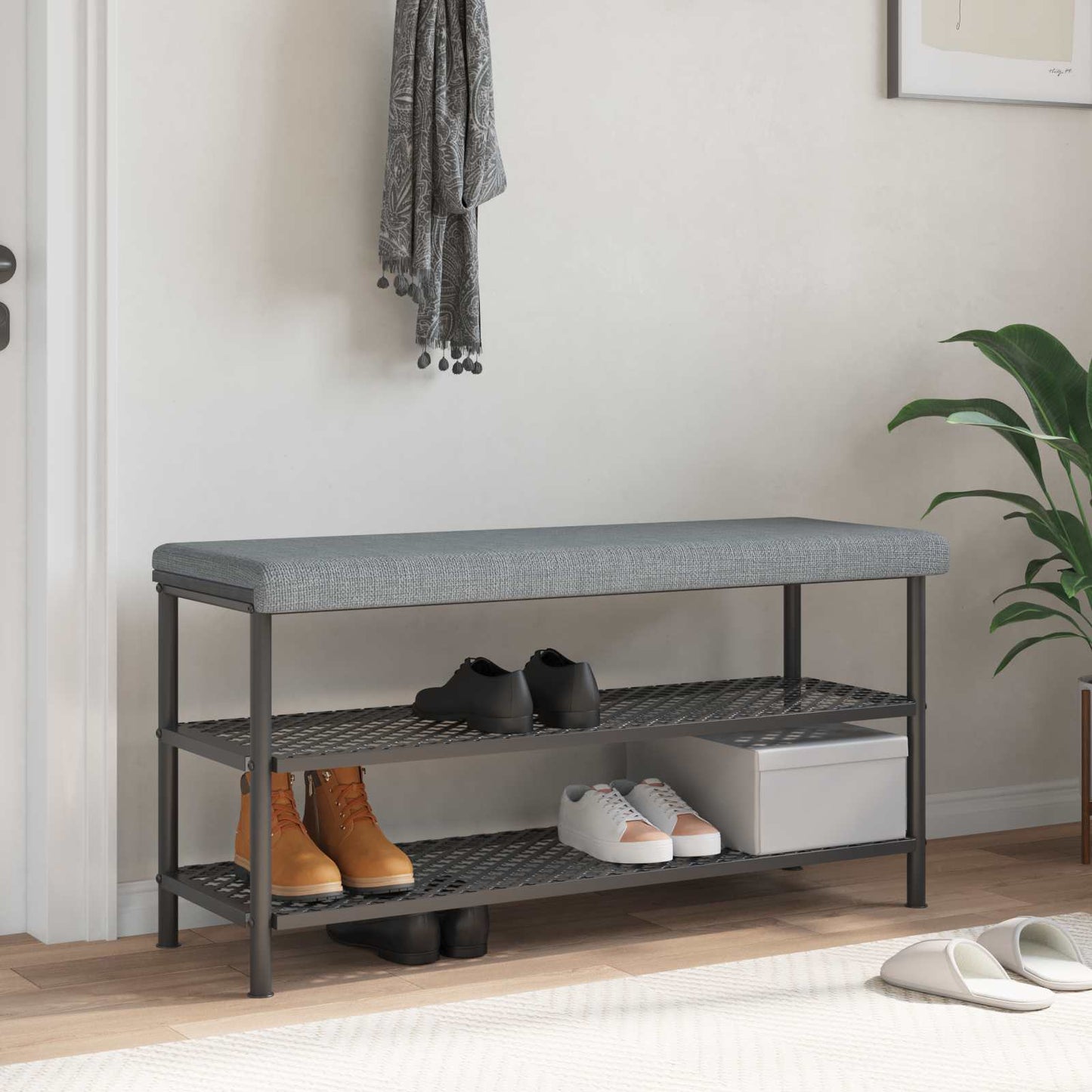 Bench Cushion Fabric Light Grey Depth 35 cm