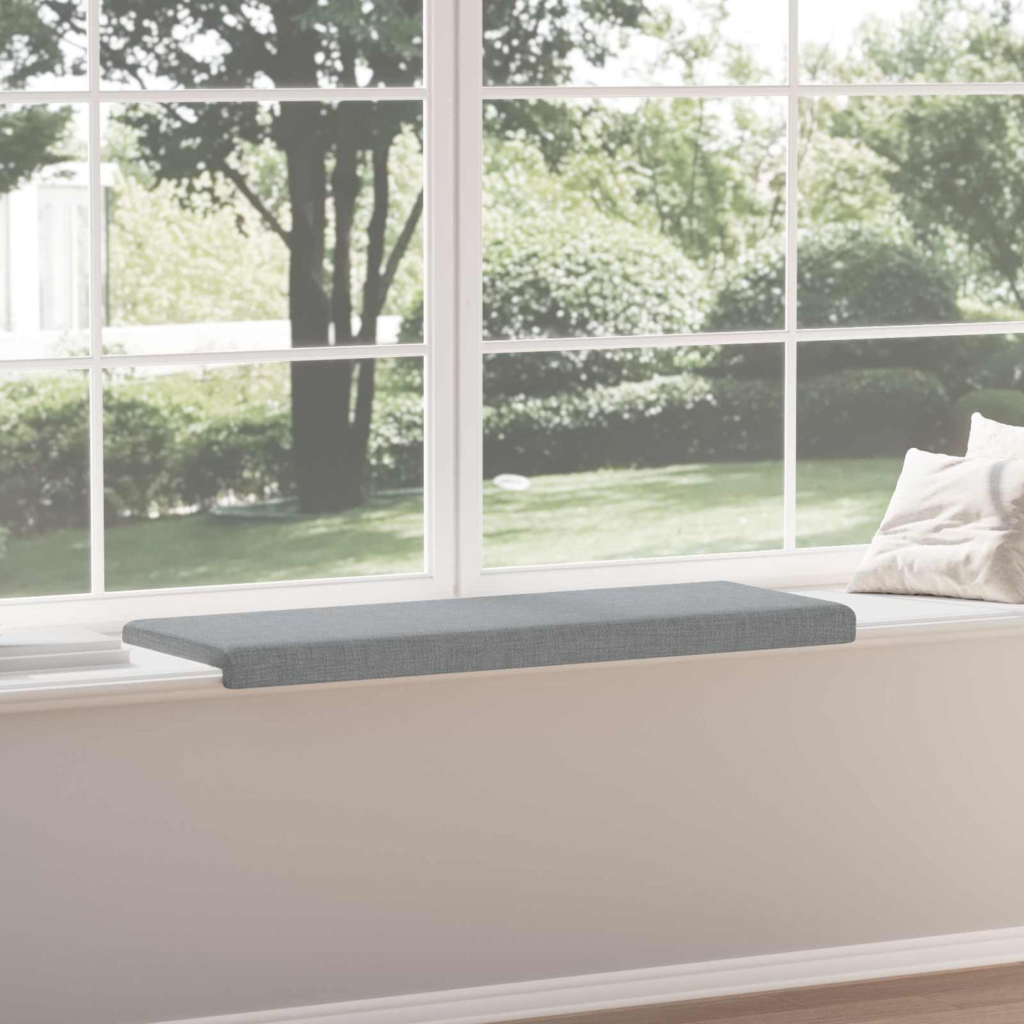 Bench Cushion Fabric Light Grey Depth 35 cm