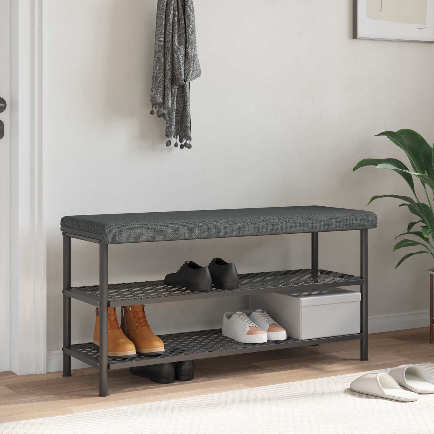 Bench Cushion Fabric Dark Grey Depth 35 cm
