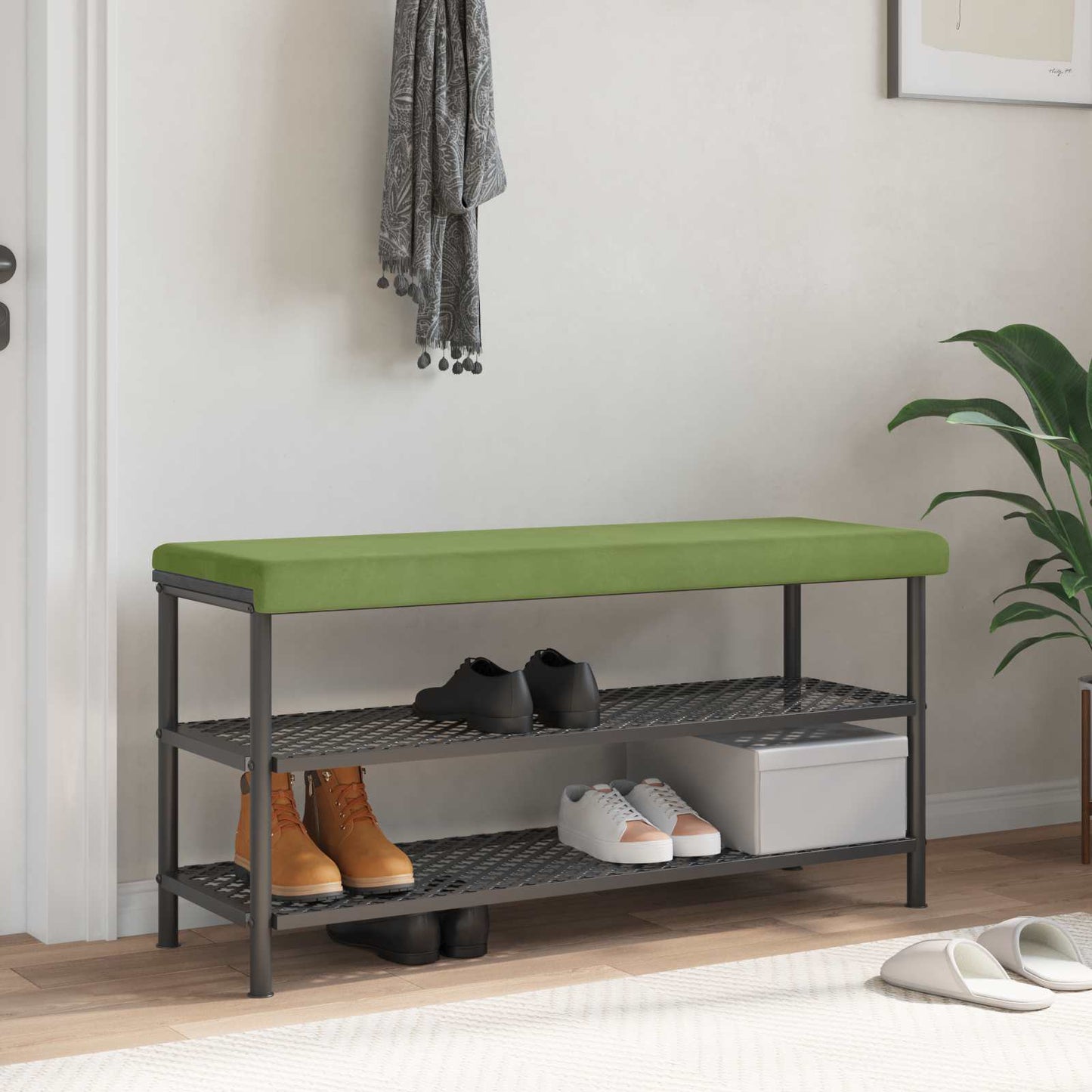 Bench Cushion Velvet Light Green Depth 35 cm
