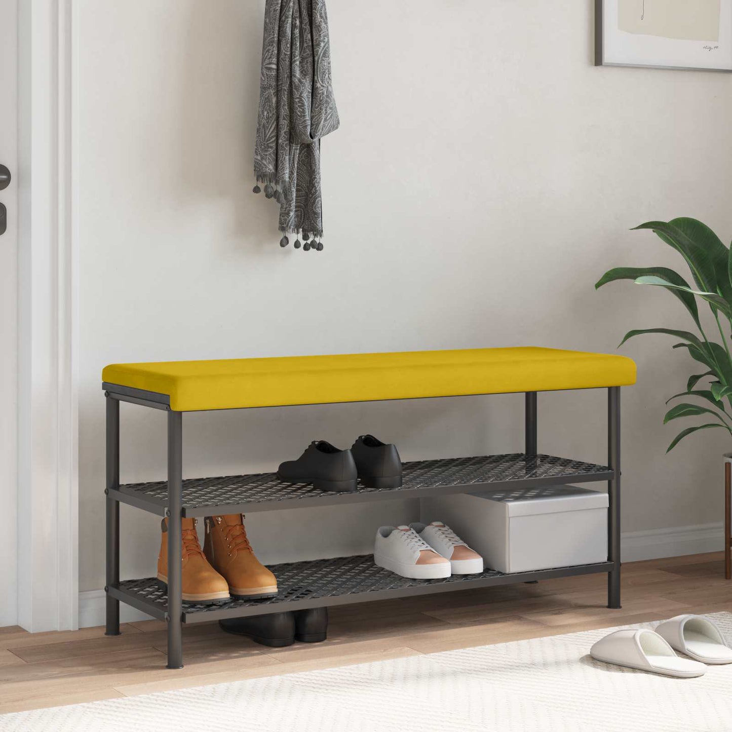 Bench Cushion Velvet Yellow Depth 35 cm