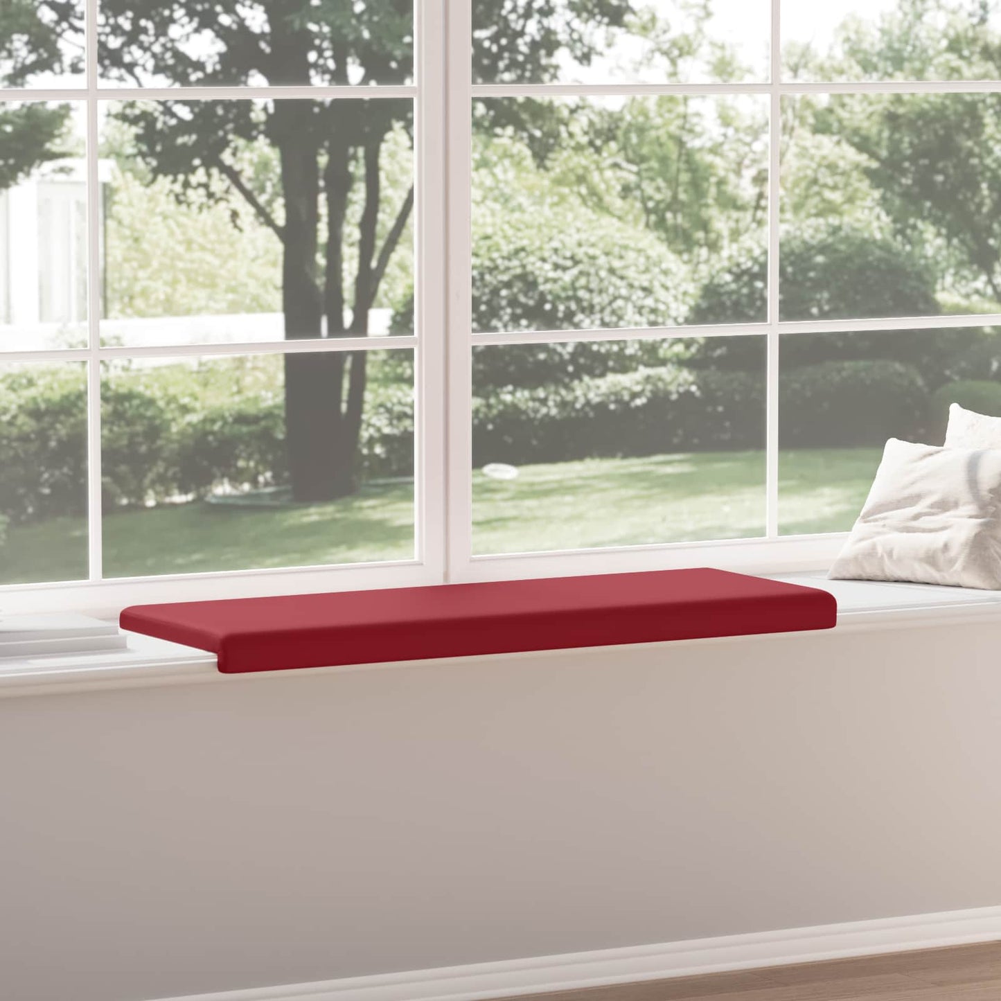 Bench Cushion Faux Leather Wine Red Depth 35 cm