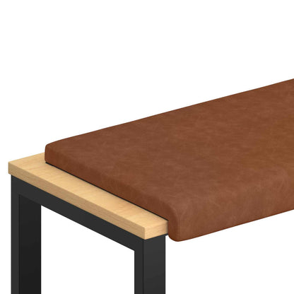 Bench Cushion Faux Leather Brown Depth 35 cm