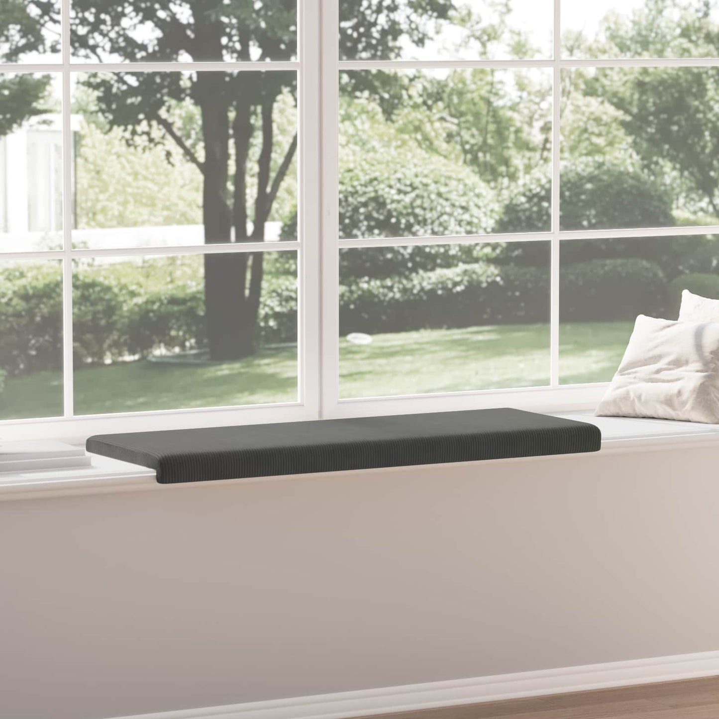 Bench Cushion Corduroy Dark Grey Depth 35 cm