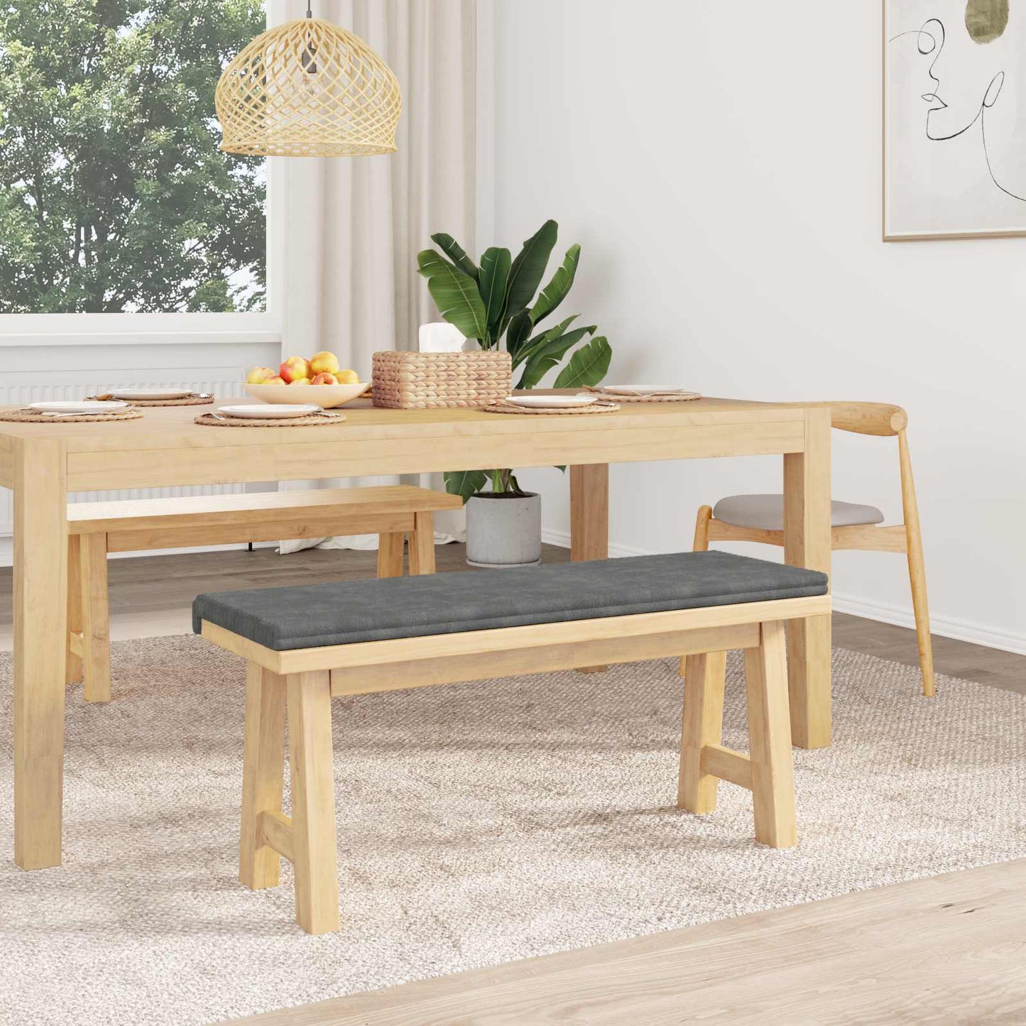 Bench Cushion Plush Corduroy Light Grey Depth 35 cm